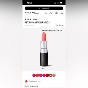 M.A.C Cosmetics Retro Matte Lipstick